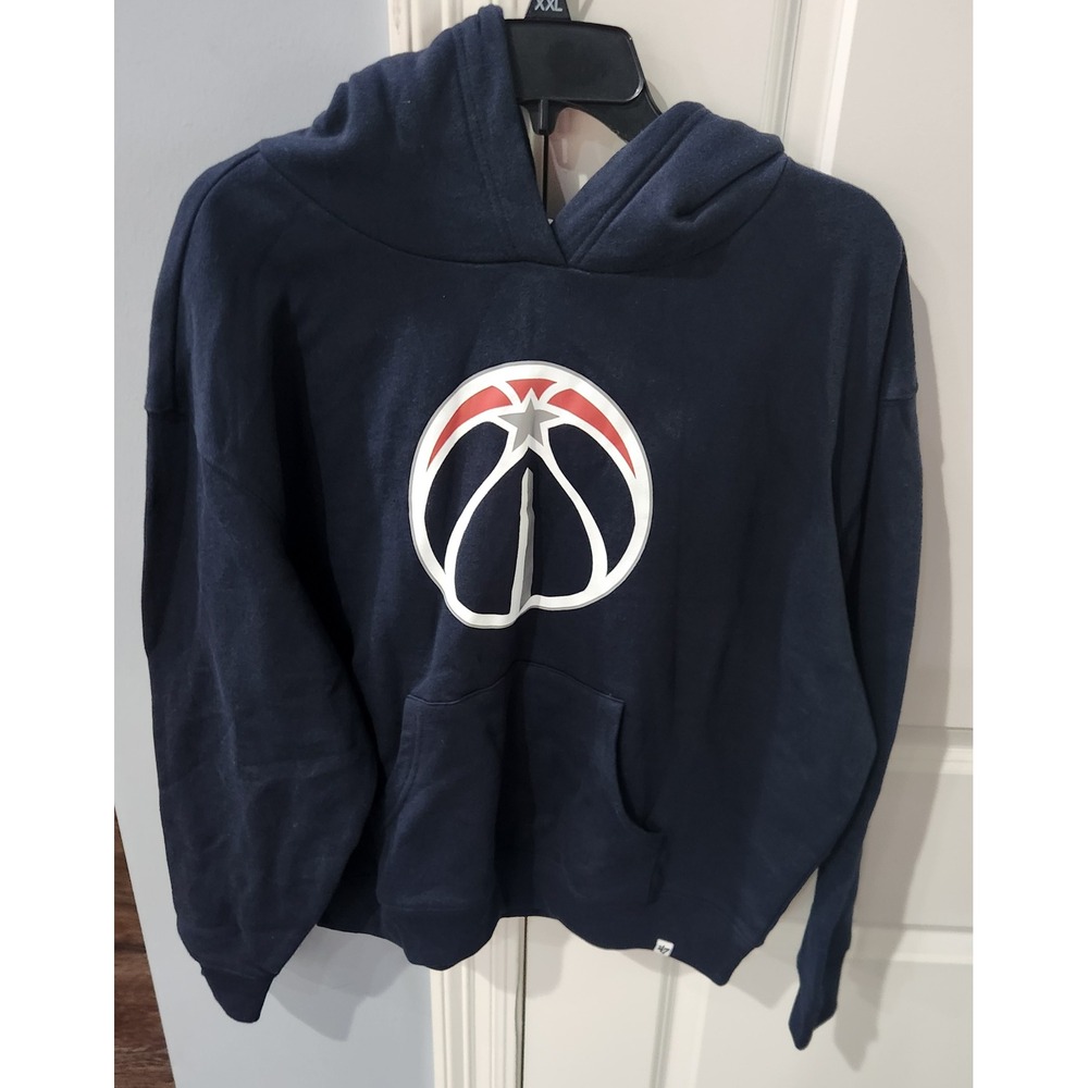 47 Brand Washington Wizards NBA Hoodie Navy Blue Pullover Sweatshirt Womens